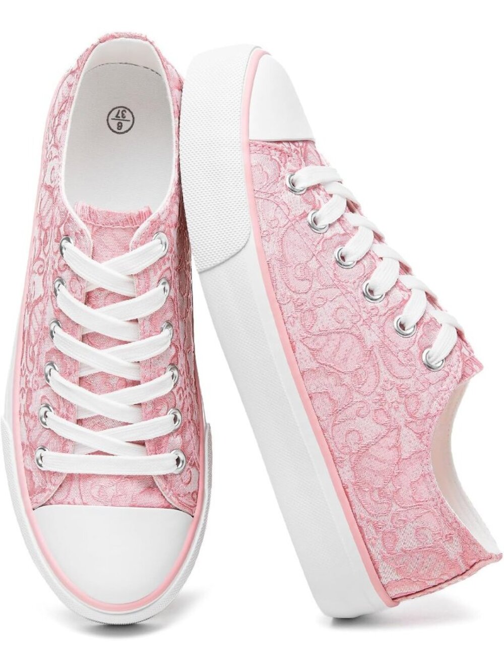 Women's Pink Stylish Low top Canvas Comfortable Casual Fashion Walking Sneaker